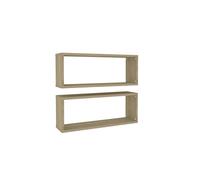 vidaXL Estantería cubo de pared 2 uds contrachapado roble Sonoma 60x15x23 cm