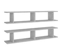 vidaXL Estantería de pared colgante 2 uds - Contrachapado gris hormigón 105x18x20 cm
