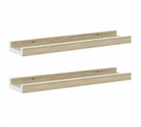 vidaXL 2X Estantes de Pared Repisa Flotante Balda Estantería Salón Sala de Estar Estudio Exhibición Colgante Decoración Blanco y Roble Sonoma 40x9x3cm