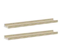vidaXL 2X Estantes de Pared Repisa Flotante Balda Estantería Salón Sala de Estar Estudio Exhibición Colgante Decoración Blanco y Roble Sonoma 60x9x3cm