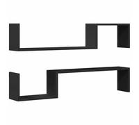 vidaXL 2X Estantes de Pared Repisa Flotante Balda Estantería Salón Sala Estar Estudio Exhibición Colgante Decoración Contrachapada Negro 100x15x20cm