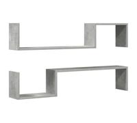 vidaXL 2X Estantes de Pared Repisa Flotante Balda Salón Sala de Estar Estudio Exhibición Colgante Decoración Contrachapada Gris Hormigón 100x15x20 cm
