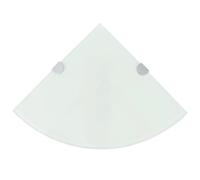 vidaXL 2X Estantes Esquina Soportes Balda Placa Panel Estantería para Casas o Tiendas de Pared Expositora Estantería Decoración Cromados Vidrio Blanco 25x25cm