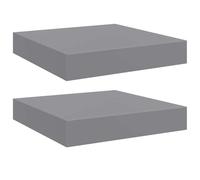 vidaXL 2X Estantes Flotantes de Pared Repisa Colgante Estantería Tablero CD Libros Coleccionables Fotos Premios Gris MDF 23x23,5x3,8 cm