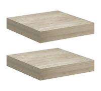 vidaXL 2X Estantes Flotantes de Pared Repisa Colgante Estantería Tablero CD Libros Coleccionables Fotos Premios Roble MDF 23x23,5x3,8 cm