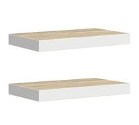 vidaXL 2X Estantes Flotantes Pared Repisa Balda Estantería Salón Sala de Estar Exhibición Colgante Decoración MDF Roble y Blanco 50x23x3,8 cm