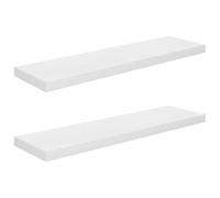 vidaXL 2X Estantes Flotantes Pared Repisa Colgante Estantería Tablero CD Libros Decoración Coleccionables Foto Premio Blanco Brillo MDF 90x23,5x3,8cm