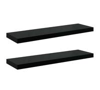 vidaXL 2X Estantes Flotantes Pared Repisa Colgante Estantería Tablero CD Libros Decoración Coleccionables Foto Premio Negro Brillo MDF 80x23,5x3,8 cm