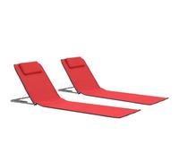 vidaXL Estera de playa plegable 2 unidade acero y tela rojo