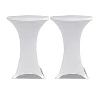 vidaXL 2X Fundas Manteles Ajustados de Mesa de Pie Alta de Fiesta Blanco 80 cm