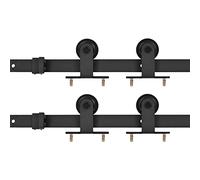 vidaXL Kit herrajes para puertas correderas 2x – Riel y rodillo, acero negro 200 cm