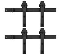 vidaXL 2X Kit de Herrajes de Puertas Correderas Riel Guías con Carril Rodillo Percha Corredizas de Manera Suave Silenciosa Acero Negro 183 cm