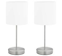 vidaXL 2X Lámparas de Mesa de Encendido Táctil Luz Encima de Mesita Mueble Escritorio Blanco y Plateado