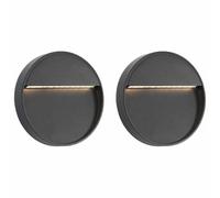 vidaXL 2x Lámparas de Pared para Jardín Redonda Iluminación Bombillas Luz Luces Exteriores Patios Terrazas Fachadas Balcones Casa Hogar 3 W Negra