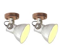 vidaXL 2x Lámparas de Pared/Techo Industrial Plateada 20x25 cm E27 Accesorio Color Plateado, Blanco, y mas