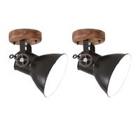 vidaXL 2X Lámparas Industriales de Pared/Techo Luz Accesorio de Iluminación Sala de Estar Comedor Dormitorio Oficina Restaurante Negro 20x25 cm E27