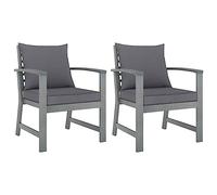 vidaXL Sillas de jardín 2 unidades – Madera maciza de acacia, cojines, exterior gris oscuro