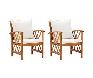 vidaXL 2X Madera Maciza Acacia Sillas de Jardín con Cojines Asiento Muebles Mobiliario Cocina Hogar Restaurante Comedor Exterior con Respaldo