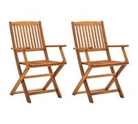 vidaXL 2X Madera Maciza de Acacia Sillas de Jardín Plegables Asiento de Terraza Patio Parque Exterior Interior Aire Libre Reclinables