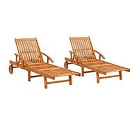 vidaXL Tumbonas de madera maciza de acacia para exterior 2 unidades