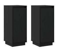 vidaXL 2X Madera Maciza de Pino Aparador Armario Auxiliar Lateral Alacena Sala de Estar Almacenaje Organizador Salón Dormitorio Negro 31,5x34x75 cm