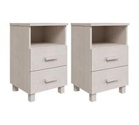 vidaXL 2X Madera Maciza de Pino Mesita de Noche Aparador Auxiliar Armario Cama Dormitorio Habitación Organizador Almacenaje Blanca 40x35x62 cm