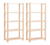 vidaXL 2X Madera Maciza Pino Estantería 5 Niveles Estante de Libros Mueble Archivador Decoración Oficina Hogar Habitación Estable Duradera 250 kg