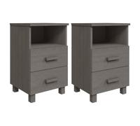 vidaXL 2X Madera Maciza Pino Mesita Noche Aparador Auxiliar Armario Cama Dormitorio Habitación Organizador Almacenaje Gris Claro 40x35x62 cm
