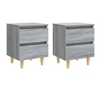 vidaXL 2X Madera Mesitas de Noche Patas Aparador Auxiliar Armario Cama Dormitorio Habitación Organizador Almacenaje Gris Sonoma 40x35x50 cm