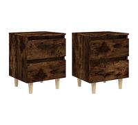 vidaXL 2X Madera Mesitas de Noche Patas Aparador Auxiliar Armario Cama Dormitorio Habitación Organizador Almacenaje de Roble Ahumado 40x35x50 cm