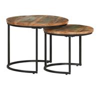 vidaXL 2X Mesas Apilables Auxiliar Consola Mesita Salón Lateral Té Café Sofá Sala de Estar Muebles Mobiliario Mesa Maciza Reciclada