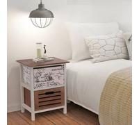 vidaXL 2x Mesita de Noche 2 Cajones Madera Estampado Marron