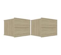 vidaXL 2X Mesita de Noche con 2 Cajones Cómoda Rústica Natural Armario Auxiliar Muebles de Dormitorio Color Roble Sonoma 40x30x30 cm Contrachapada