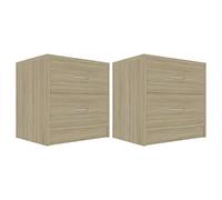vidaXL 2X Mesita de Noche con 2 Cajones Cómoda Rústica Natural Armario Auxiliar Muebles de Dormitorio Color Roble Sonoma 40x30x40 cm Contrachapada