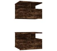 vidaXL 2X Mesita de Noche Flotante Mueble Cajón Auxiliar Dormitorio Armario Espacio Almacenamiento Decorativa Cama Hogar Madera Color Roble