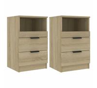 vidaXL 2X Mesitas de Noche Aparador Armario Auxiliar Cama Dormitorio Habitación Organizador Almacenaje Madera Contrachapada Color Roble Sonoma