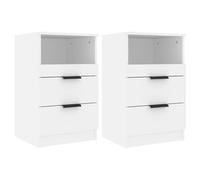 vidaXL 2X Mesitas de Noche Aparador Armario Auxiliar Cama Dormitorio Habitación Organizador Decorativa Almacenaje Madera Contrachapada Color Blanco