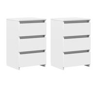 vidaXL 2X Mesitas de Noche Aparador Auxiliar Armario Cama Dormitorio Habitación Organizador Almacenamiento Madera Contrachapada Blanco 40x35x62,5 cm