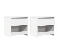 vidaXL 2X Mesitas de Noche Aparador Auxiliar Armario Cama Dormitorio Habitación Organizador Almacenamiento Madera Contrachapada Blanco 40x30x39 cm