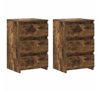 vidaXL 2X Mesitas de Noche Aparador Auxiliar Armario Cama Dormitorio Habitación Organizador Almacenaje Contrachapado Roble Ahumado 40x35x62,5cm