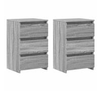 vidaXL 2X Mesitas de Noche Aparador Auxiliar Armario Cama Dormitorio Habitación Organizador Almacenaje Contrachapado Gris Sonoma 40x35x62,5 cm