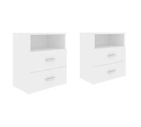 vidaXL 2X Mesitas de Noche Aparador Auxiliar Armario Cama Dormitorio Habitación Organizador Almacenamiento Madera Contrachapada Blanco 50x32x60 cm
