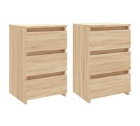 vidaXL Mesitas de noche Aparador auxiliar Contrachapada Roble Sonoma 40x35x62,5 cm 2x