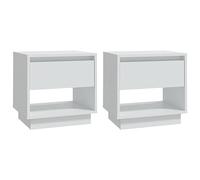 vidaXL 2X Mesitas de Noche Aparador Auxiliar Armario Cama Dormitorio Habitación Soporte Organizador Almacenamiento Contrachapada Blanco 45x34x44 cm
