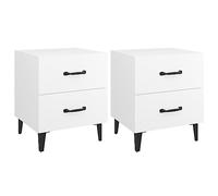 vidaXL 2X Mesitas de Noche Aparador Auxiliar Armario Mesilla con Cajones Cama Dormitorio Habitación Organizador Almacenaje Blancas 40x35x47,5 cm