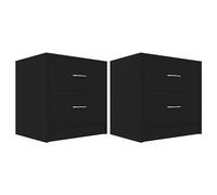 vidaXL 2X Mesitas de Noche Aparador Mesilla Auxiliar Armario de Habitación Dormitorio Cajón Organizador Almacenamiento Contrachapada Negro 40x30x40 cm