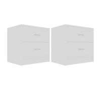 vidaXL 2X Mesitas de Noche con 2 Cajones Cómoda Rústica Natural Armario Auxiliar Muebles de Dormitorio Blanco 40x30x40 cm Madera Contrachapada
