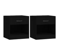 vidaXL 2X Mesitas de Noche con Cajón Mesilla Mueble Auxiliar Armario Almacenamiento Estante Cómoda Dormitorio Salón Sala de Estar Negro