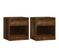 vidaXL Mesitas de noche 2 unidades con cajón - Mueble auxiliar Roble ahumado