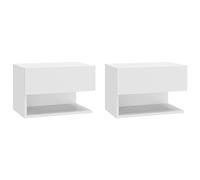 vidaXL Mesitas de noche de pared 2 unidades – Madera contrachapada blanca, organizador